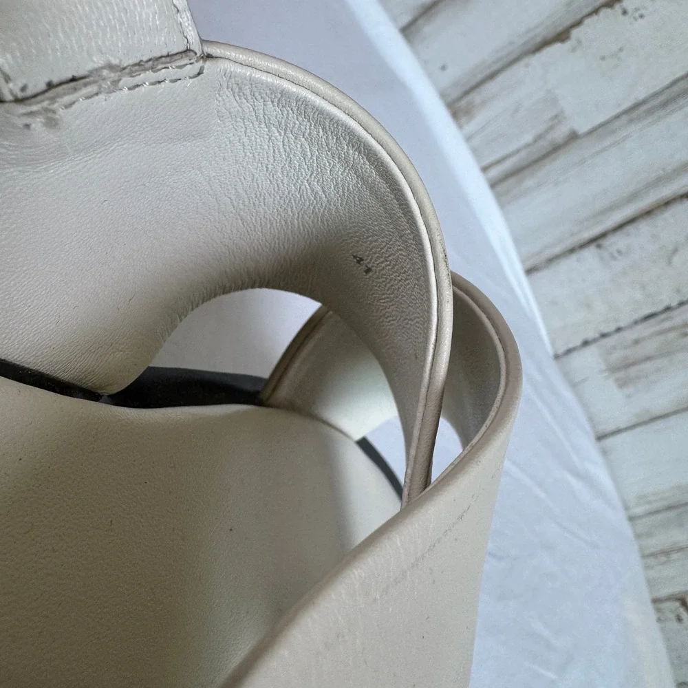Anthropologie Maeve Cross Strap Chrissy Platform Sandals Cream Slingback 10.5/41